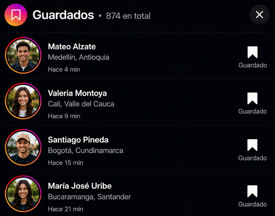 Comprar Guardados Instagram Colombia